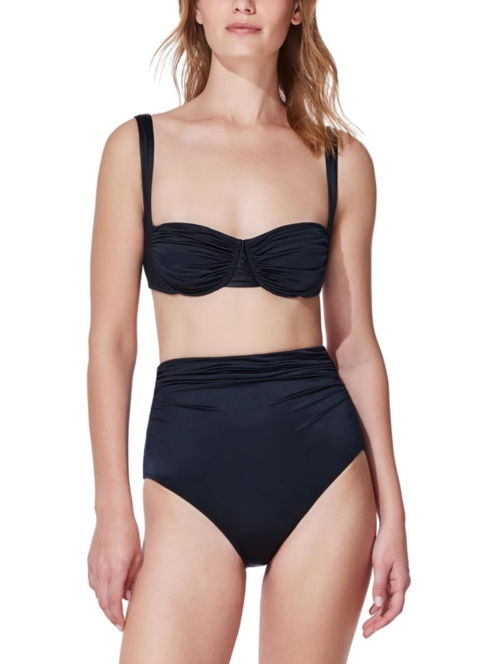 Gottex Black Ruched Bandeau High-Waist Bikini